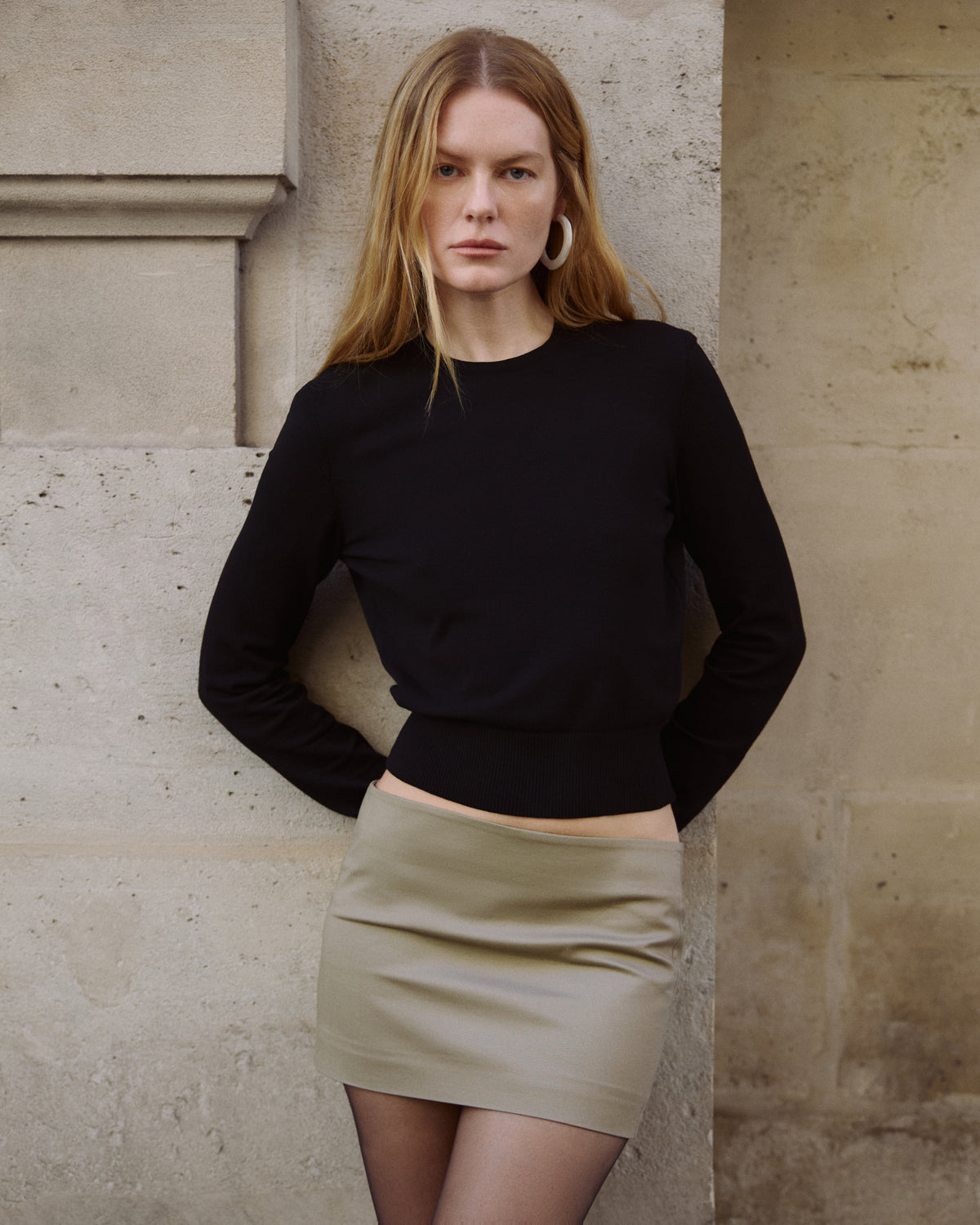 Khaki low rise mini skirt
