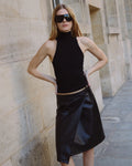 Wrap faux leather skirt
